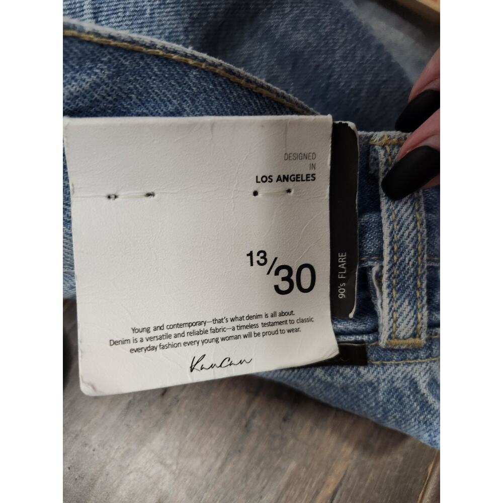 KanCan 90s Flare High Rise Jeans Size 13/30 Corset Back Lace Up Light Wash NWT - Picture 4 of 9